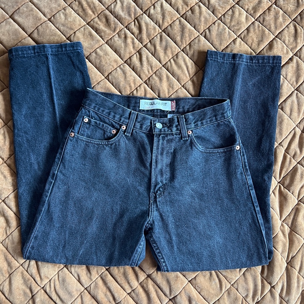 LEVIS 505 REGULAR FIT BLACK JEANS 29 x 26